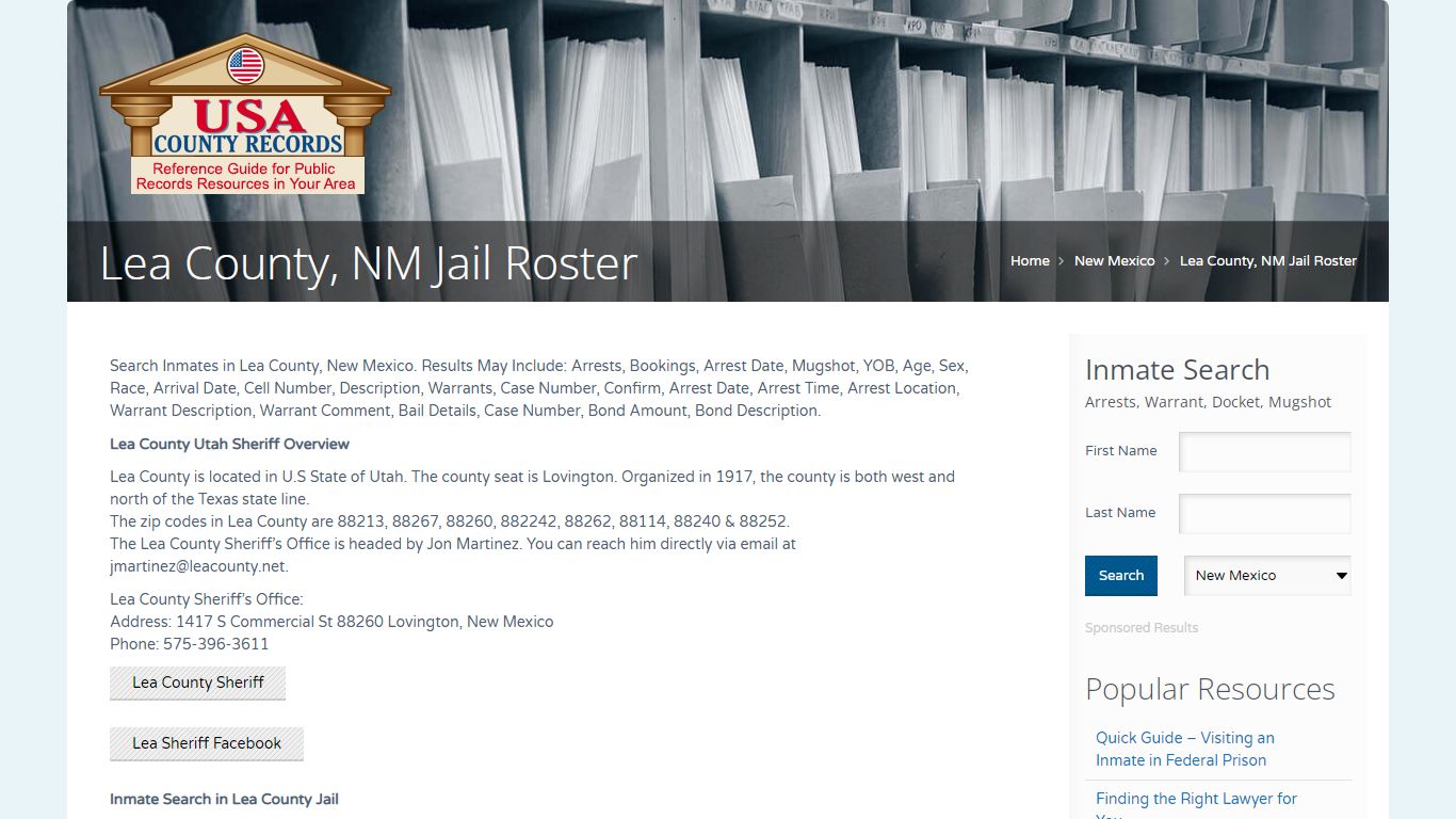 Lea County, NM Jail Roster | Name Search